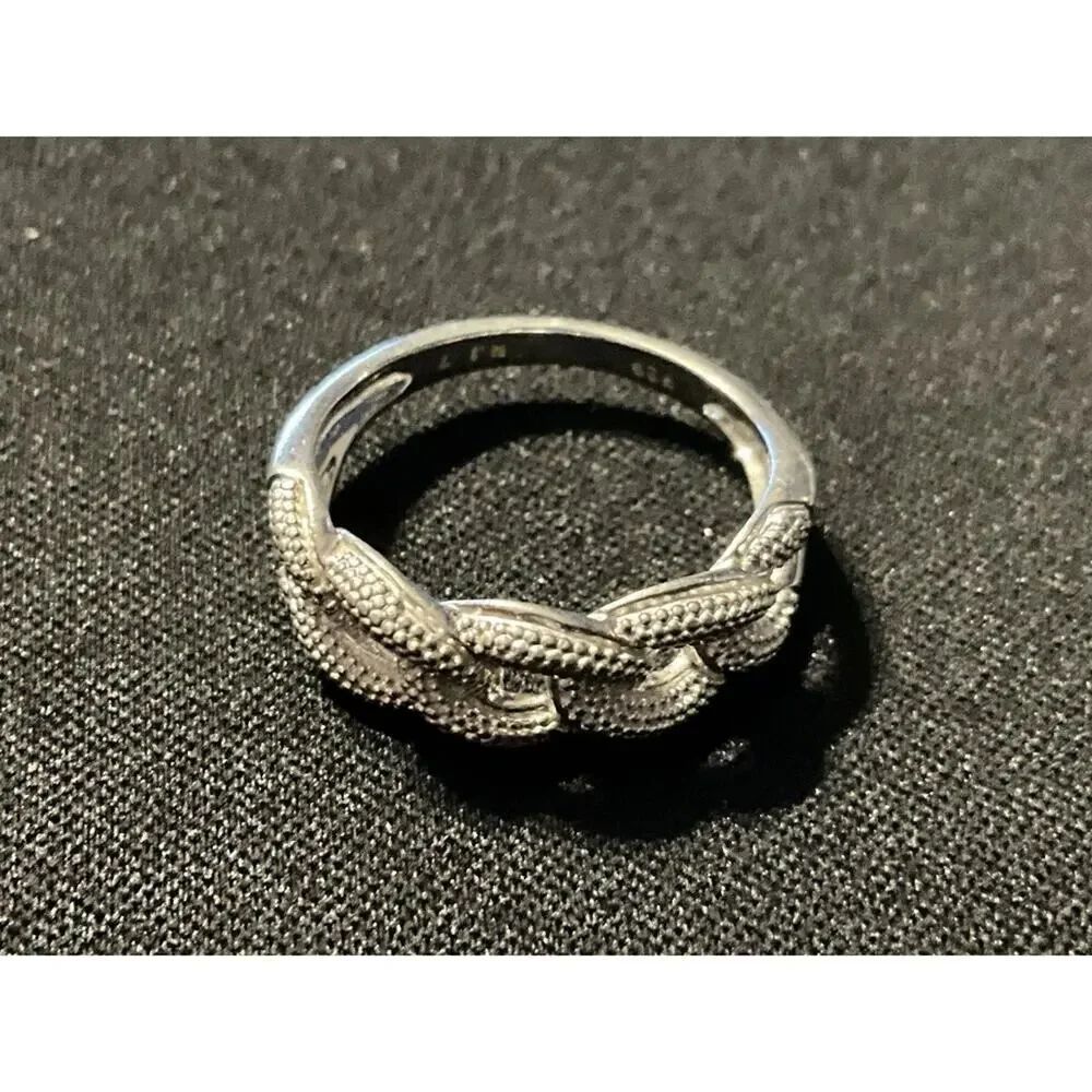 925 Chain Link Textured Ring Size 7